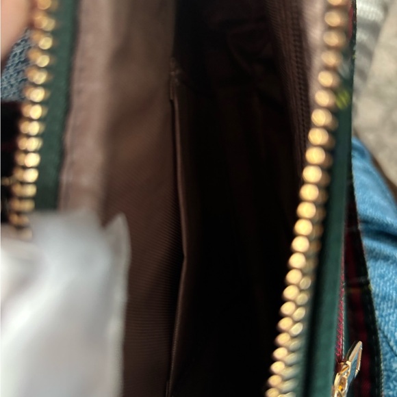 New green red Plaid Shoulder Bag messenger strap included zippered compartments - Picture 5 of 5